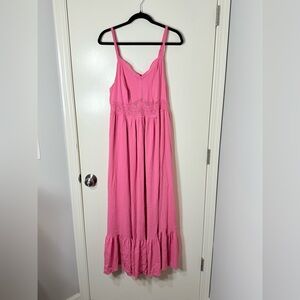 Torrid Women’s Pink Lace Ruffled Chateau Rose Dress Size 10